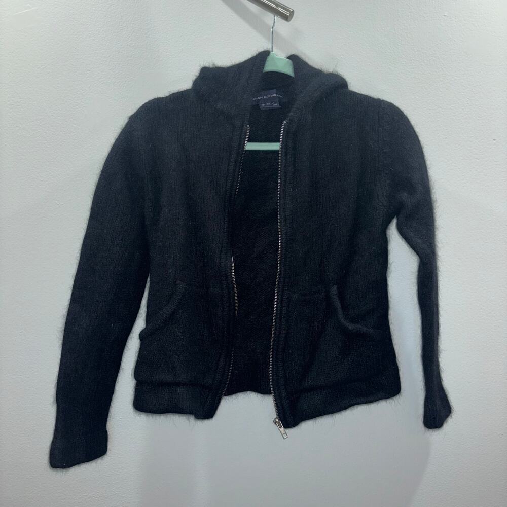 Vintage Angora Rabbit Hair Black Zip Up Jacket French Connection Size Medium